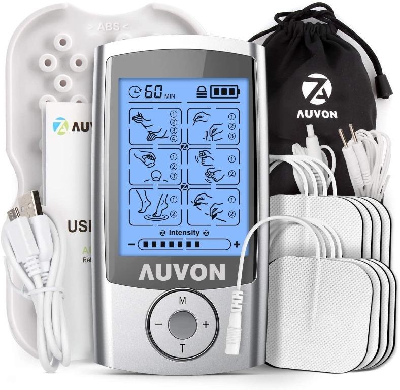 AUVON (AS1080) Rechargeable TENS Unit Muscle Stimulator, 3rd Gen, 16 Modes TENS Machine with