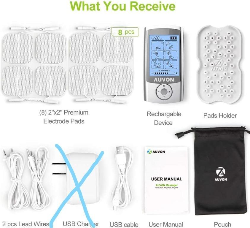 AUVON (AS1080) Rechargeable TENS Unit Muscle Stimulator, 3rd Gen, 16