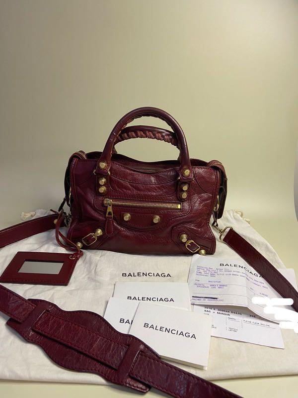 Balenciaga mini city burgundy hot sale
