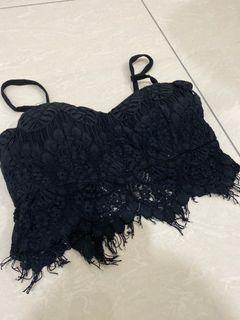 Black lace cropped top