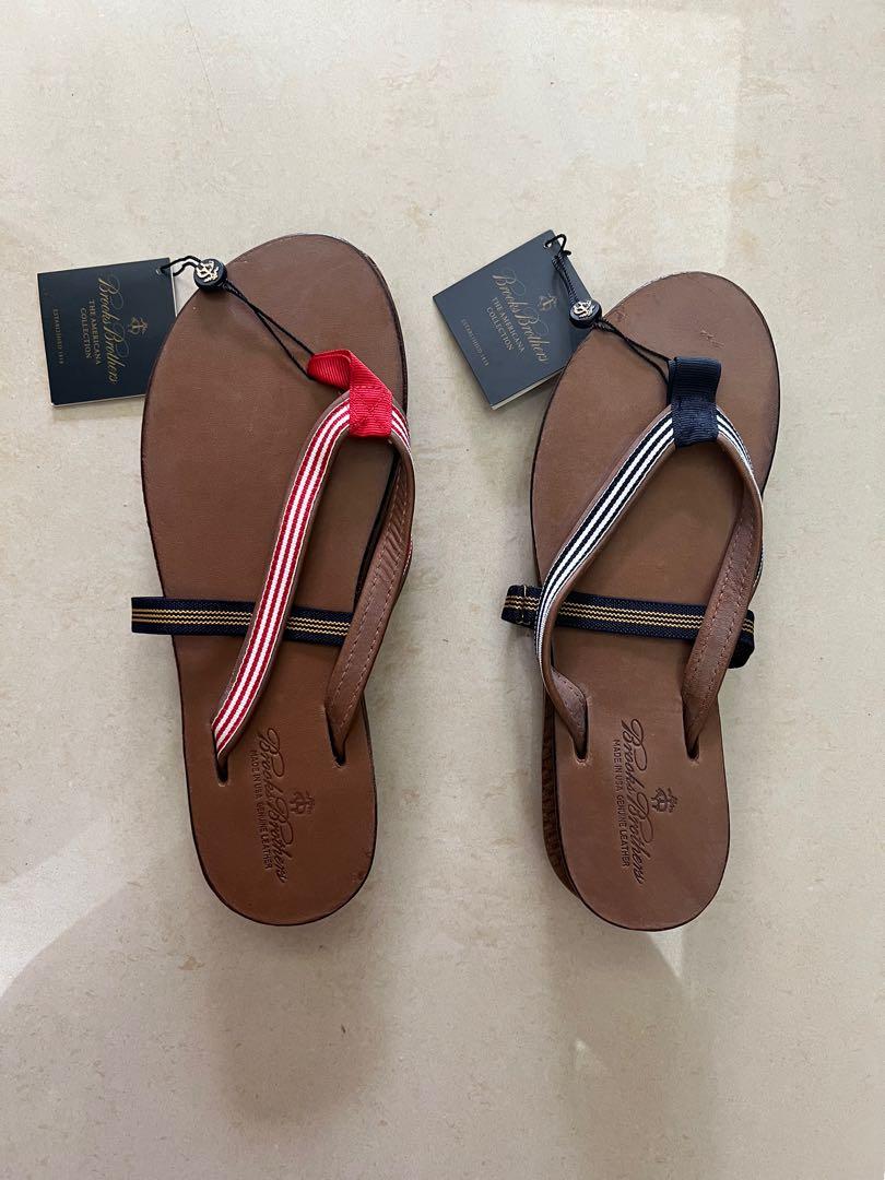 Brooks Brothers leather flip flops made in US
