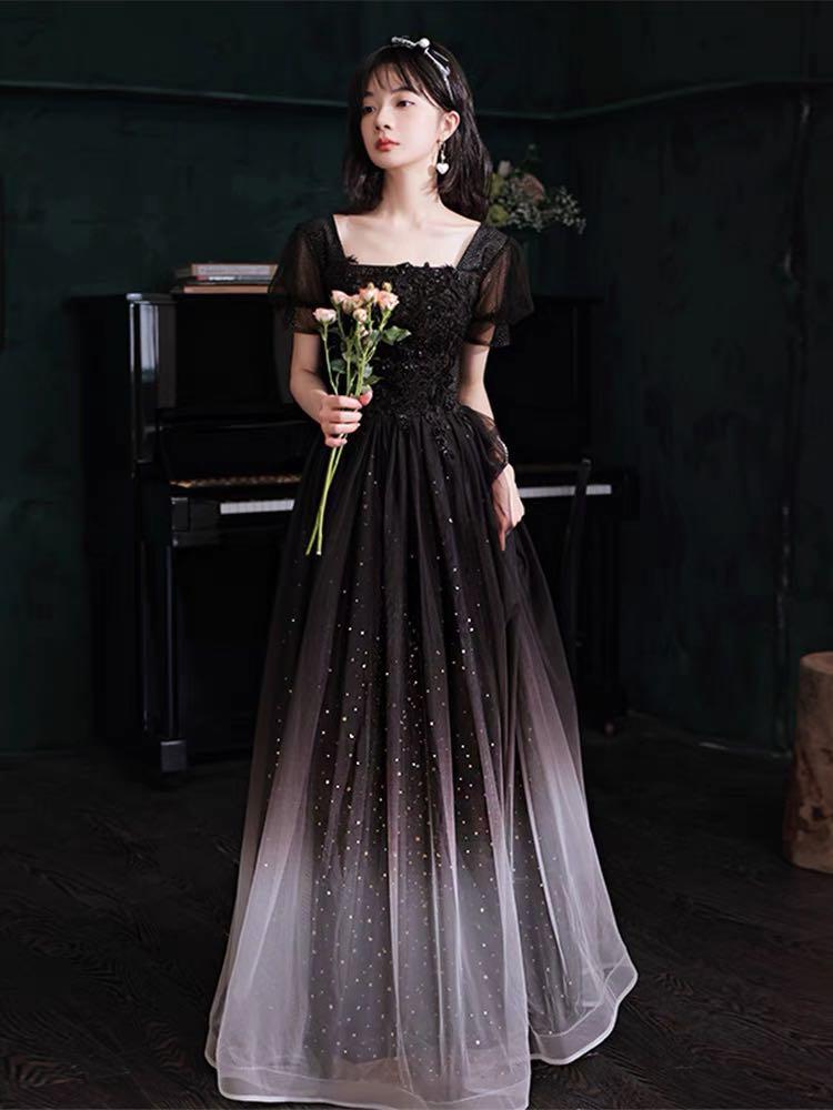 Can customise Starry night Black ombre lace elegant Evening dress