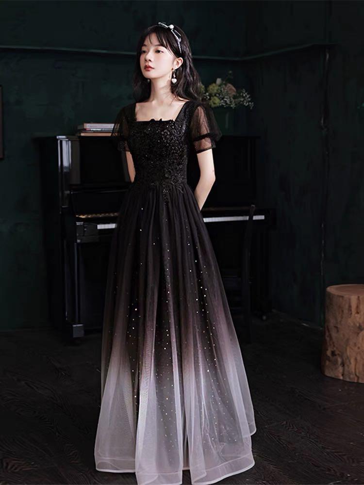 Can customise Starry night Black ombre lace elegant Evening dress