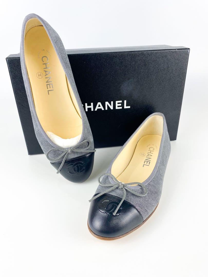Chanel Ballerina Flats Size 36.5 EUR Grey/Black, Luxury, Sneakers