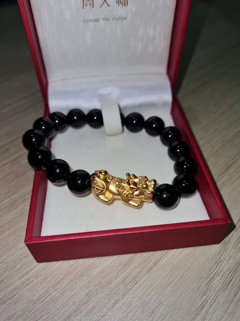 Chow Tai Fook 999 Pure Gold Pixiu in Chalcedony Bracelet R20705