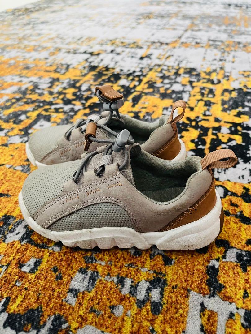 CLARKS Shoes Mix Leather Canvas Soft Kids Shoes