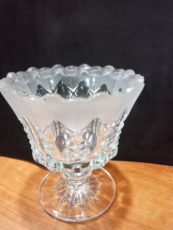 Vintage Decorative Cut and Etched Glass Candy and Nut Bowl