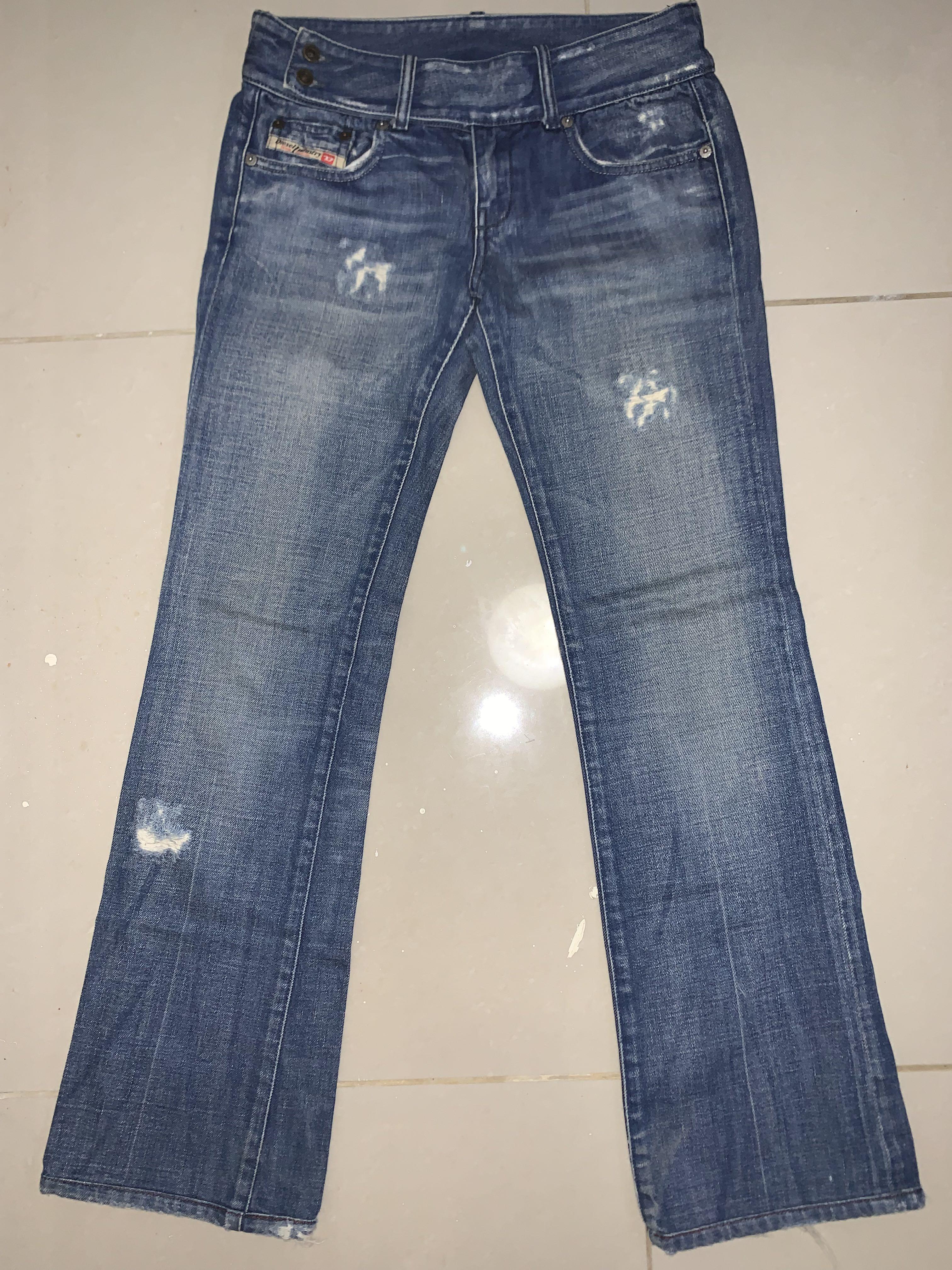 DIESEL Women’s belted low rise bootcut Jeans dark blue denim Size 28  Vintage Y2k