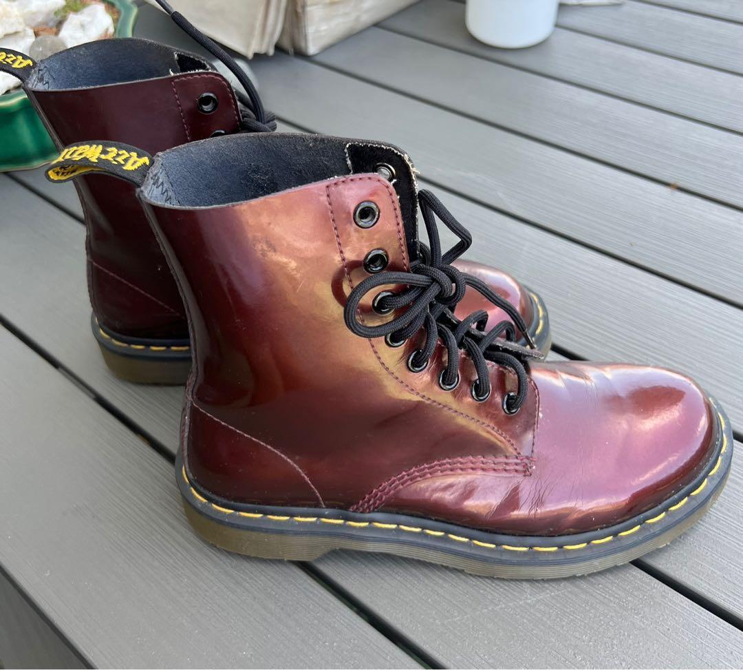 Glossy red outlet doc martens