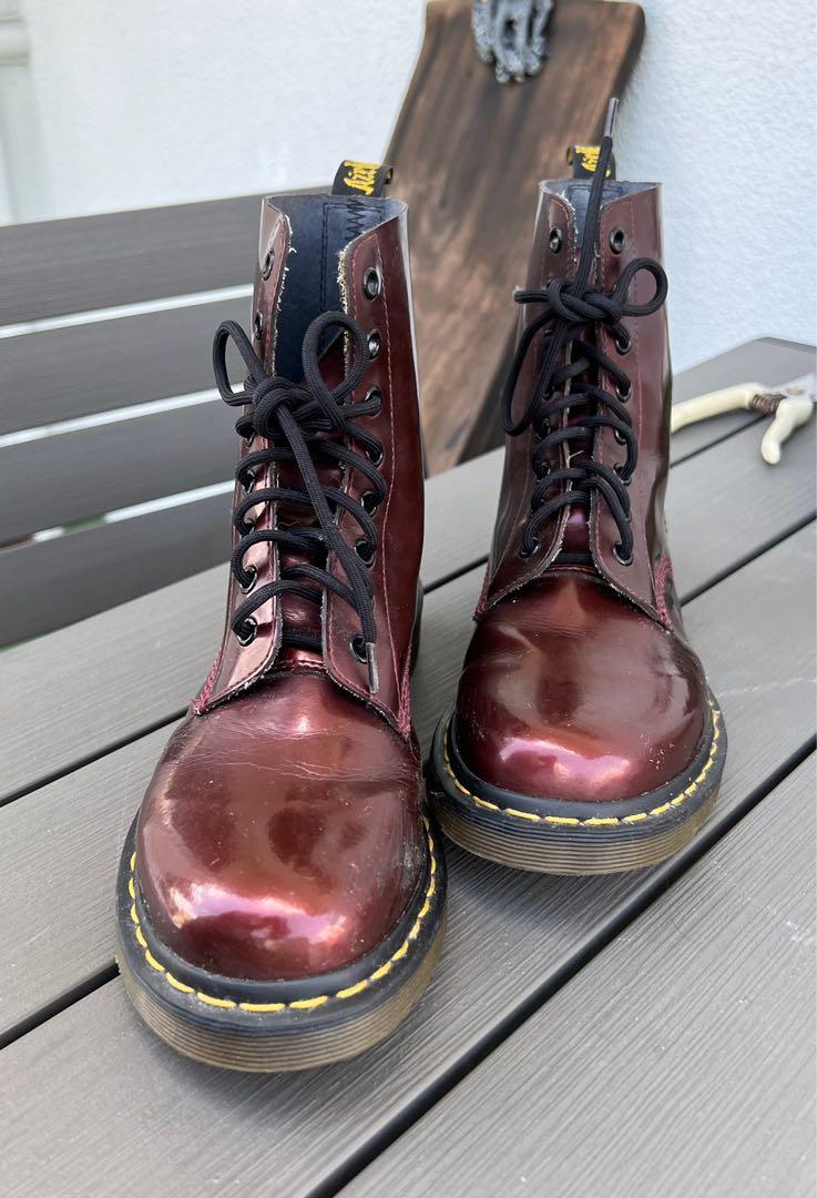 Shiny cherry red doc martens clearance