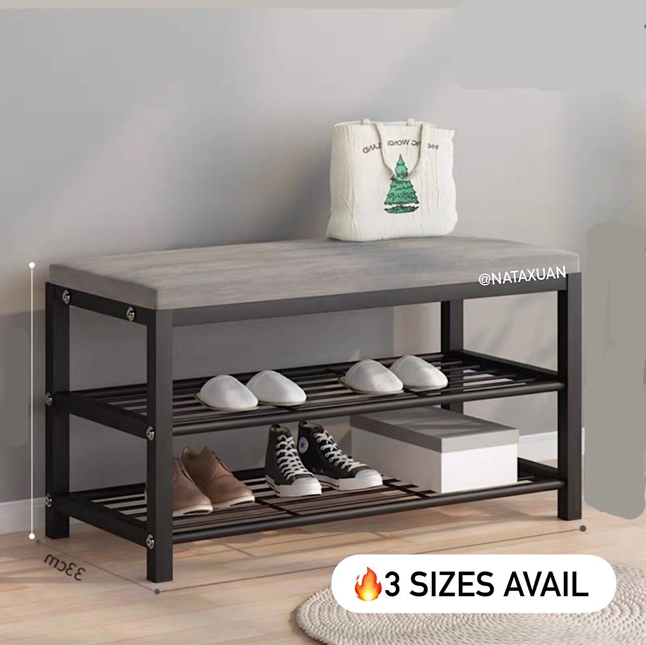 FREE COURIER Shoe rack Bench Chair black grey Seat Doorway