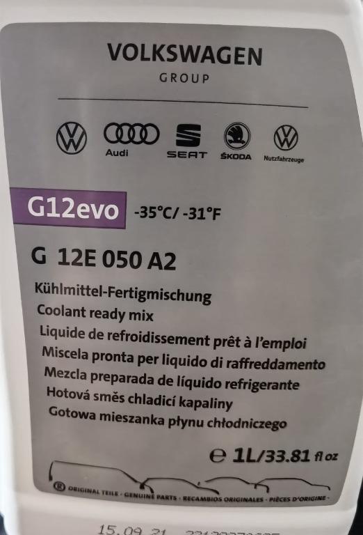 G12evo READY-MIX COOLANT 1 LITRE for VW SEAT AUDI SKODA, Car Accessories,  Accessories on Carousell