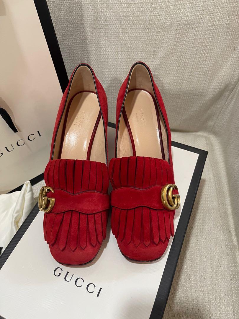 Gucci marmont suede pumps 2025