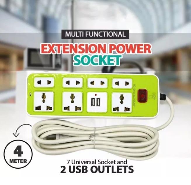 Multi Plug Extension Cord, With USB Port