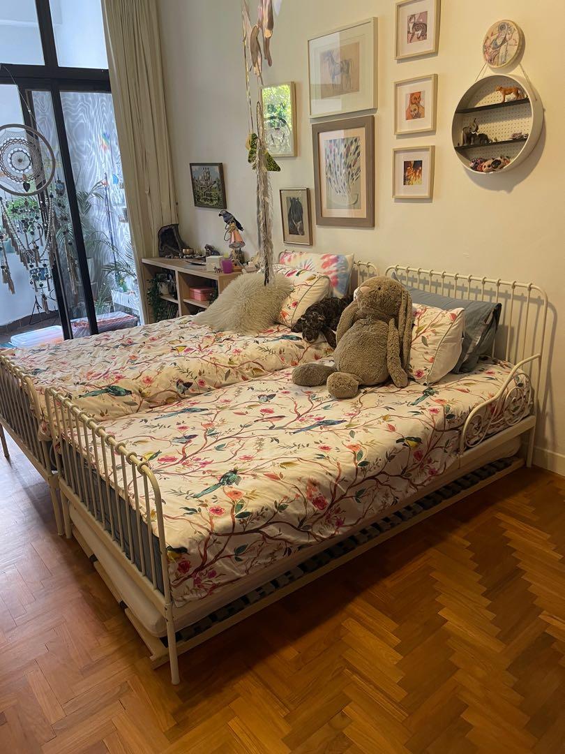 IKEA Minnen style bedframe and mattress, Furniture & Home Living