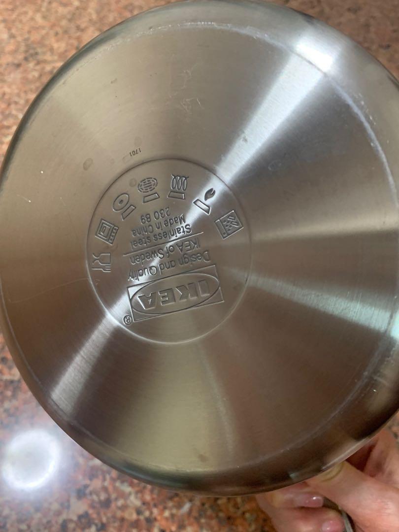 IKEA saucepan with lid, stainless steel and glass 1L, Furniture & Home