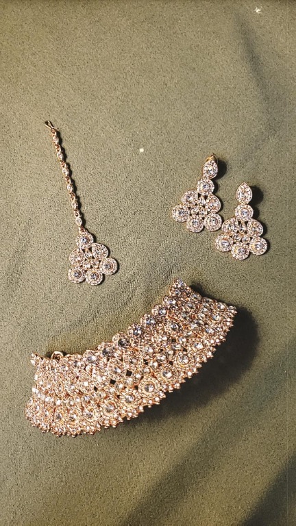 Indian Kundan Necklace Set Rose Gold
