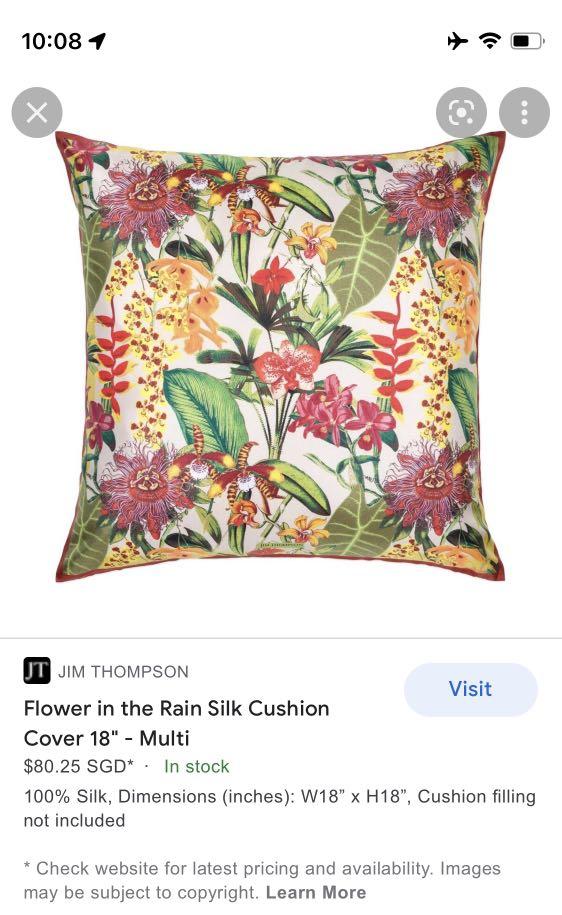 Jim Thompson Silk Floral Cushion Cover 18 Furniture Home