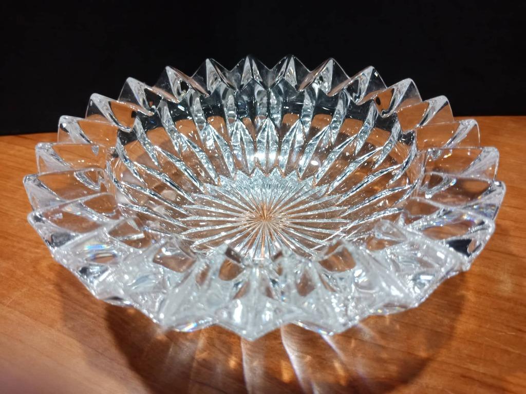 Lead Crystal with Star Pattern Cut Glass Small Dish/Bowl 1960s (Pair