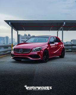 Mercedes A200 Glossy Metallic Red Full Wrap
