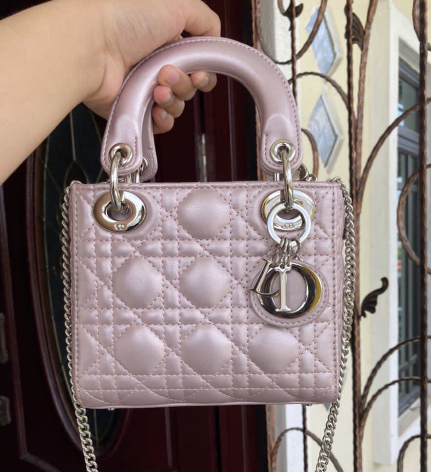 Mini Lady Dior Bag Peony Pink Patent Cannage Calfskin  DIOR US