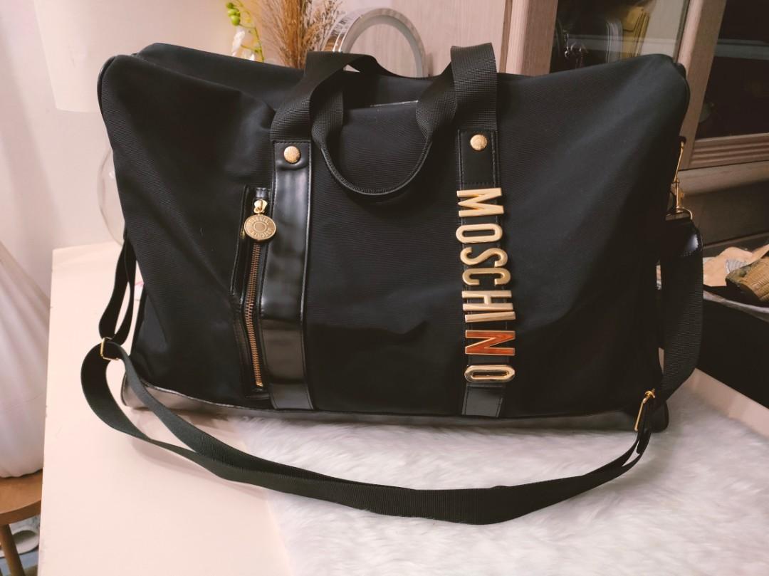 Moschino Travel bag Black Patent leather Cloth ref.480938 - Joli Closet