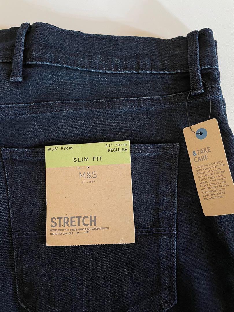 M\u0026S SLIM FIT STRETCH JEANS, Fesyen Pria 