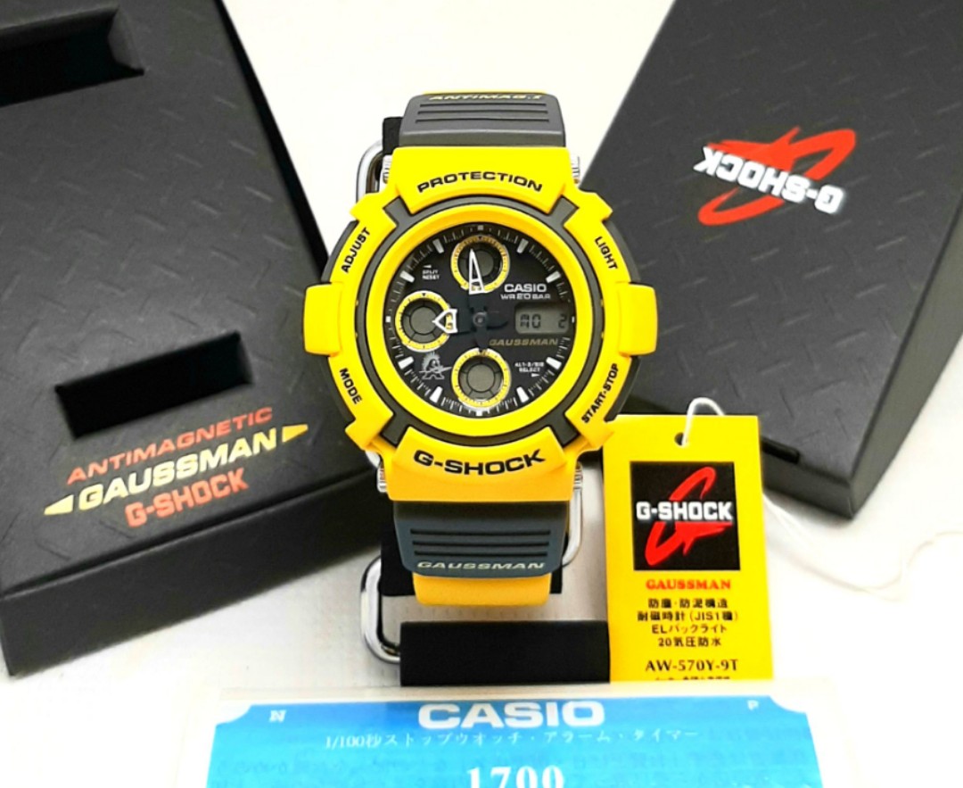 Sold New Old Stock G Shock AW570 Gaussman Made In Japan Men In Yellow Retro Casio Analog Digital Classic AW 570 Vintage Mudman Men s Fashion Watches Accessories Watches on Carousell