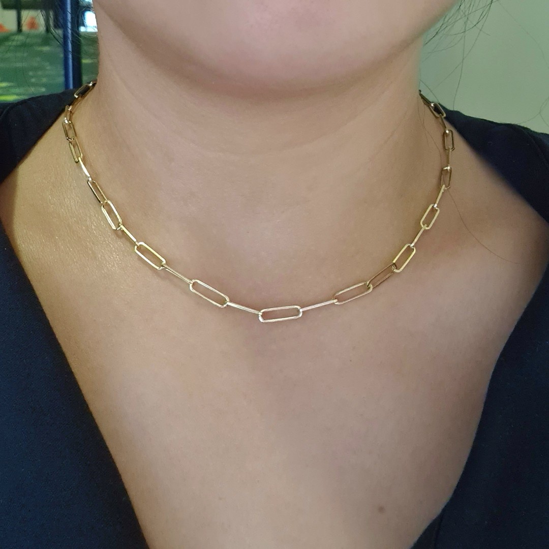 Buy 14k Paper Clip Real Gold Chain. 16 Inch 5mm Paper Clip Stackable Chain.  Gold Choker Chain. Anniversary Gift. Online in India - Etsy