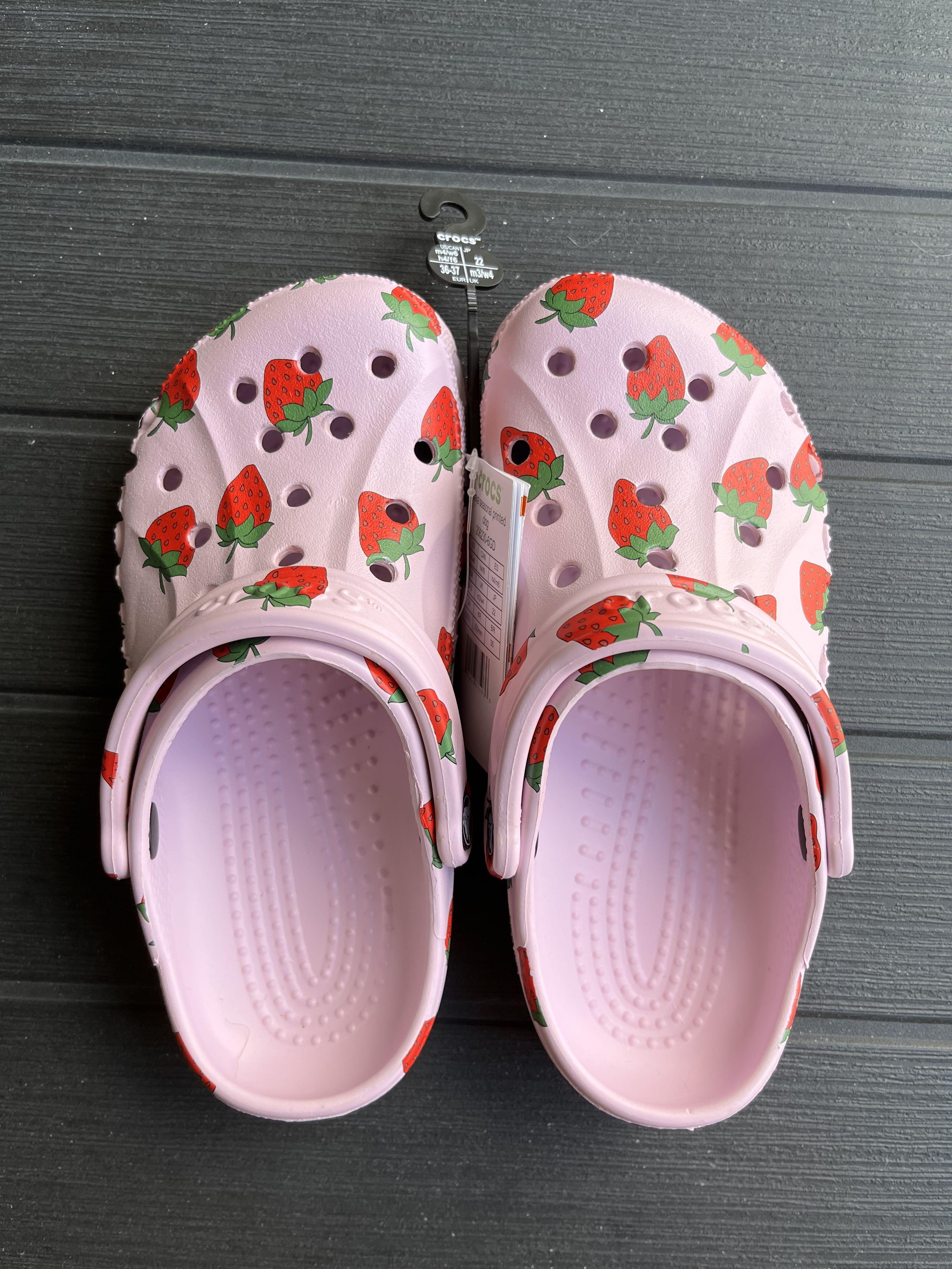 Pink strawberry crocs, Women's Fashion, Footwear, Flipflops and Slides ...