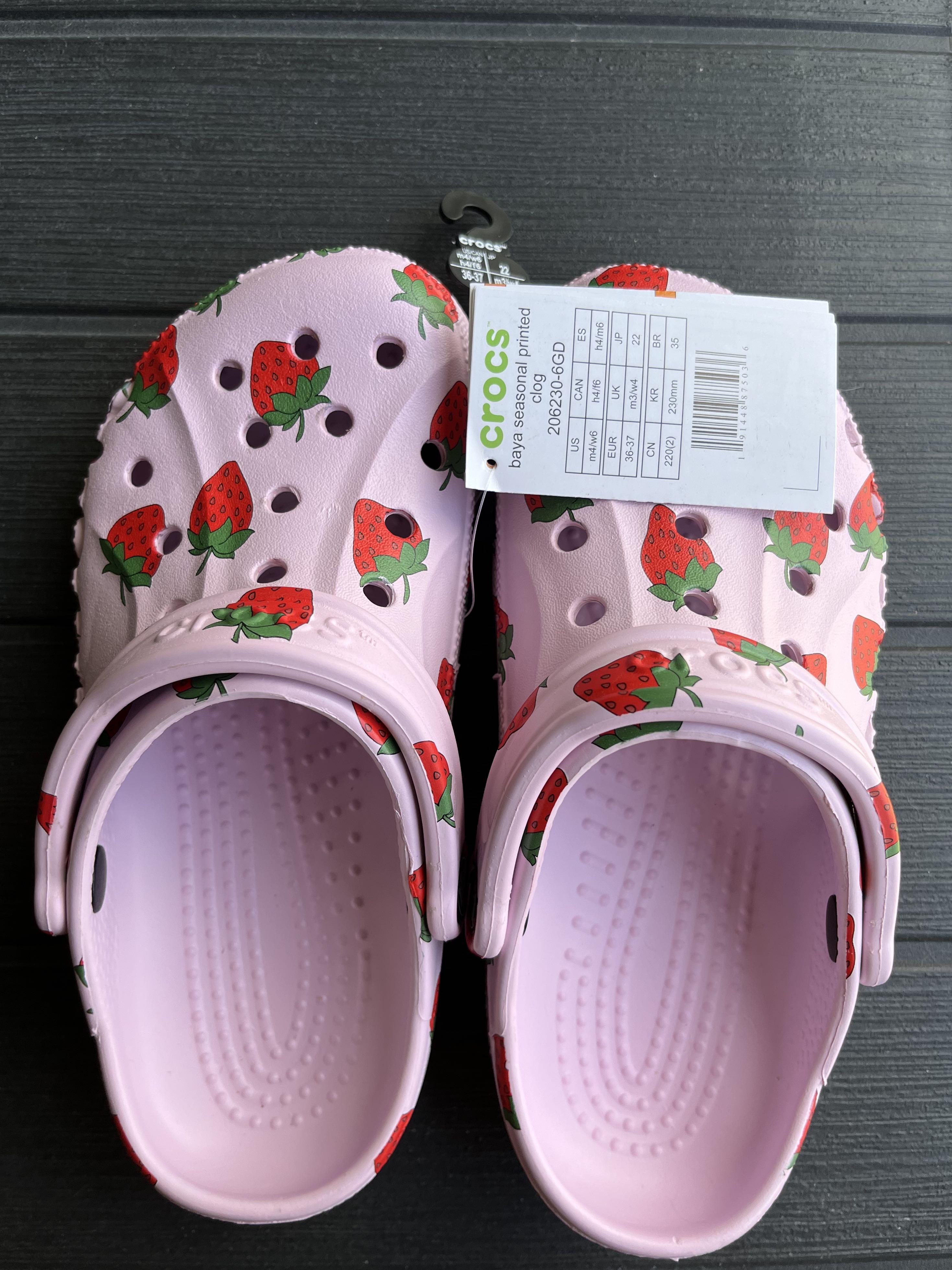 Pink strawberry crocs, Women's Fashion, Footwear, Flipflops and Slides ...