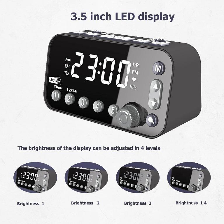 PROHEAR DAB/DAB+/FM Alarm Clock Radio with 2 USB Smartphone Charging