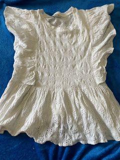 Pull&bear eyelet ruffle white blouse