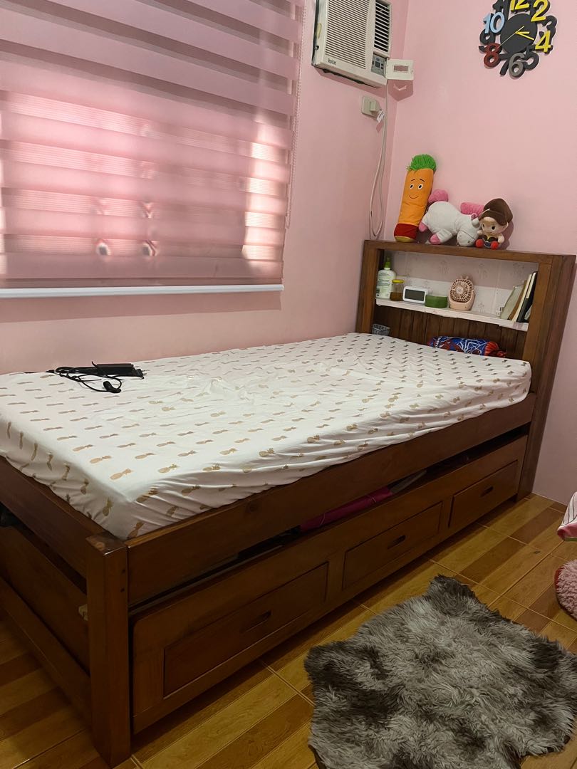 Pullout Bed with (Mahogany Wood), Furniture & Home Living