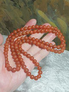 Rare 7.6mm aged Baoshan Nan Hong Agate full persimmon red 108 mala necklace/multiple loops bracelet 罕见7.6毫米老料云南保山南红玛瑙满肉满色柿子红108颗念珠/项链/多圈手链