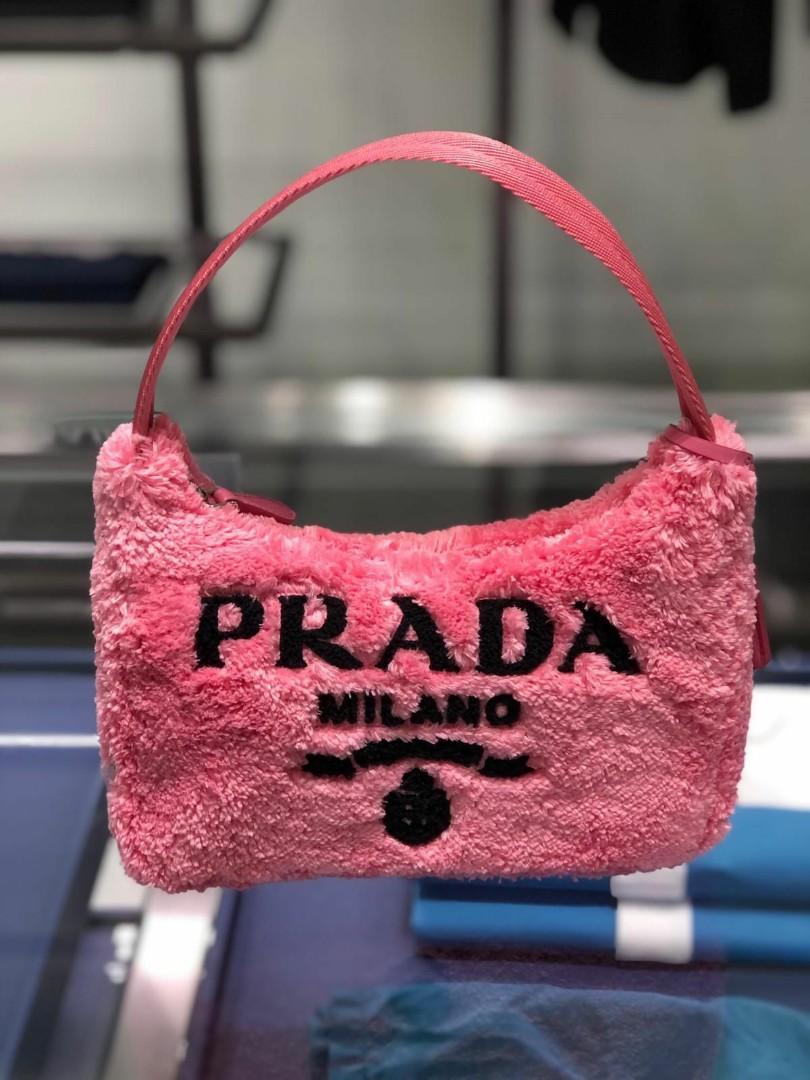 CHEAPEST! RARE!!! PRADA TERRY FUR BAG IN PINK, Luxury, Bags & Wallets on  Carousell