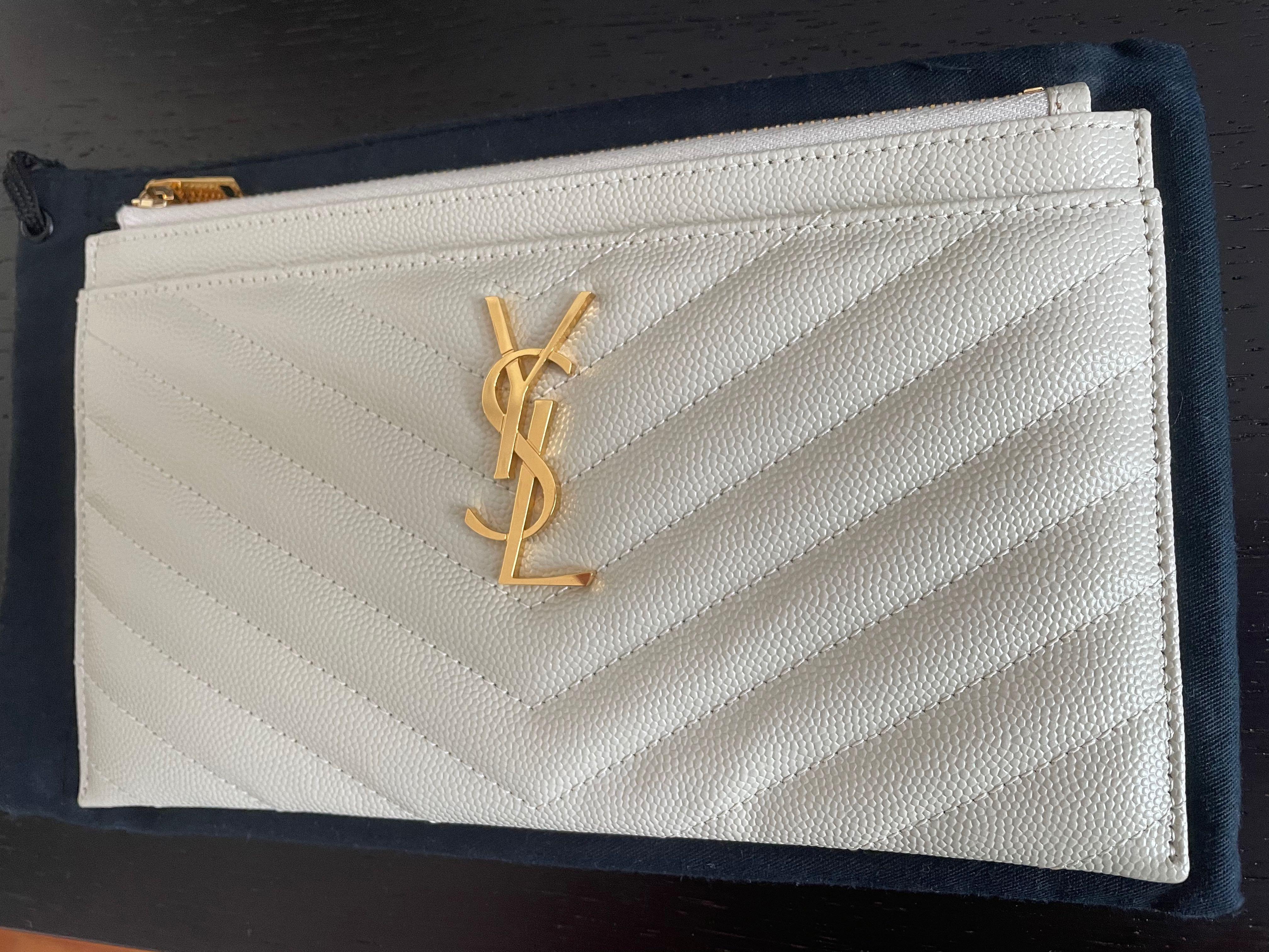 Saint Laurent Bill Pouch in Grey with GHW