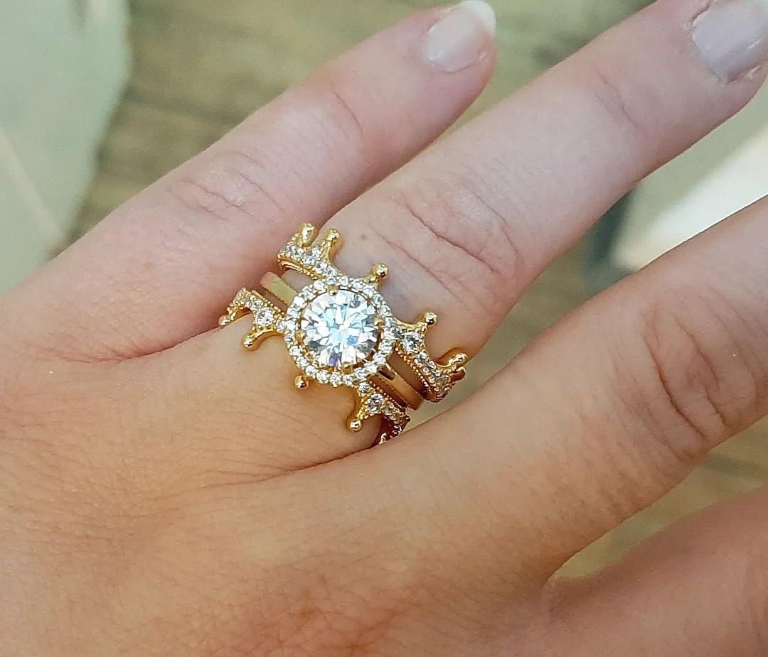 SALE PANDORA AUTHENTIC GOLD SHINE RING CROWN AND SPARKLING HALO RING TAKE ALL 2600 950 EACH Women s Fashion Jewelry Organizers Rings on Carousell