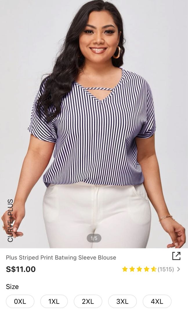 SHEIN Plus Size Blouse (blue stripe), Women's Fashion, Tops, Blouses on  Carousell