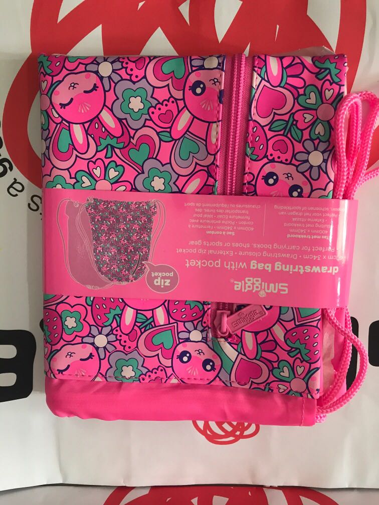 Smiggle drawstring bag with pocket sales