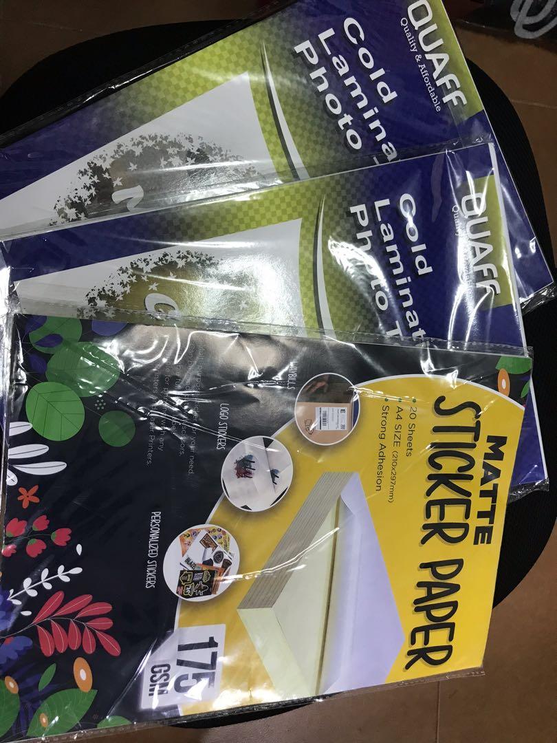 Sticker Paper & Laminating Paper (Glossy and Matte) SET, Hobbies & Toys
