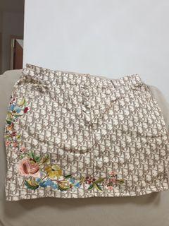 SUPER RARE Christian Dior CD Monogram Embroidered Mini Skirt