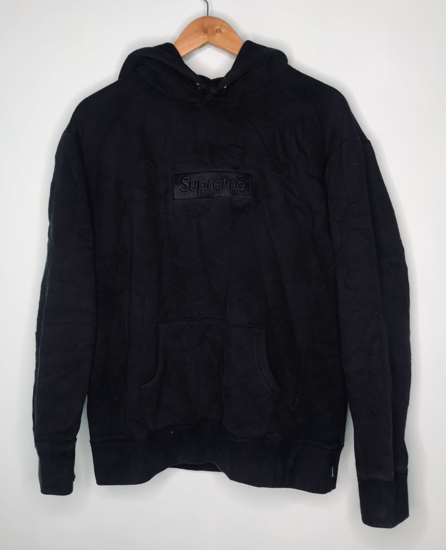 black tonal supreme hoodie