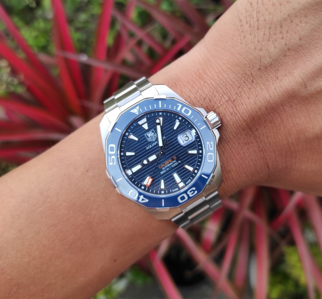 Tag heuer aquaracer calibre 5 blue dial sale