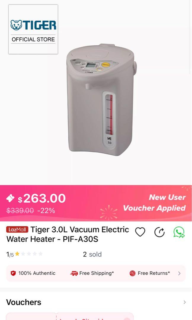 Tiger vacuum electric water heater, Furniture & Home Living
