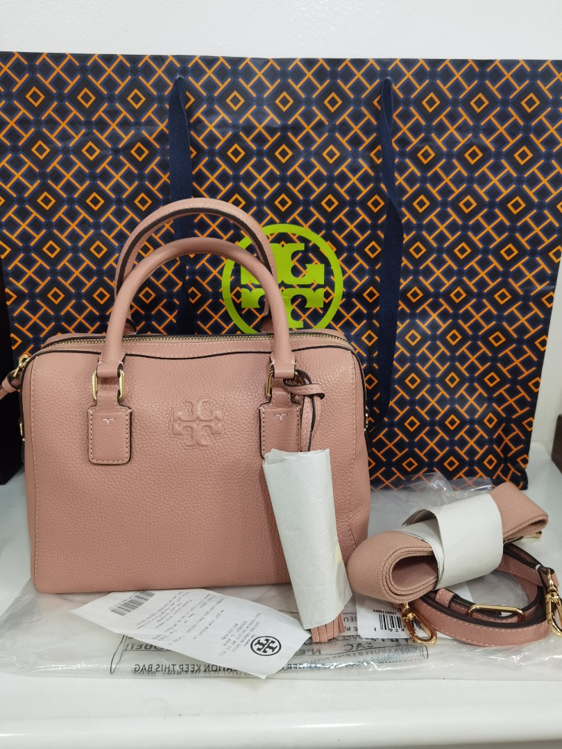 TORY BURCH THEA WEB SATCHEL DUFFLE XBODY with 2 strap leather & Thick  (Original), Luxury, Bags & Wallets on Carousell