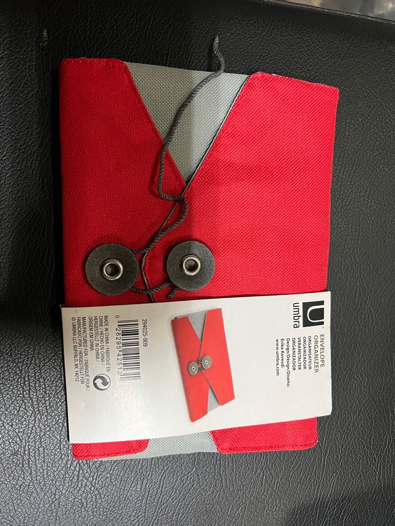 Umbra Envelope Travel Jewelry Organizer, Charcoal/Red, Women's Fashion