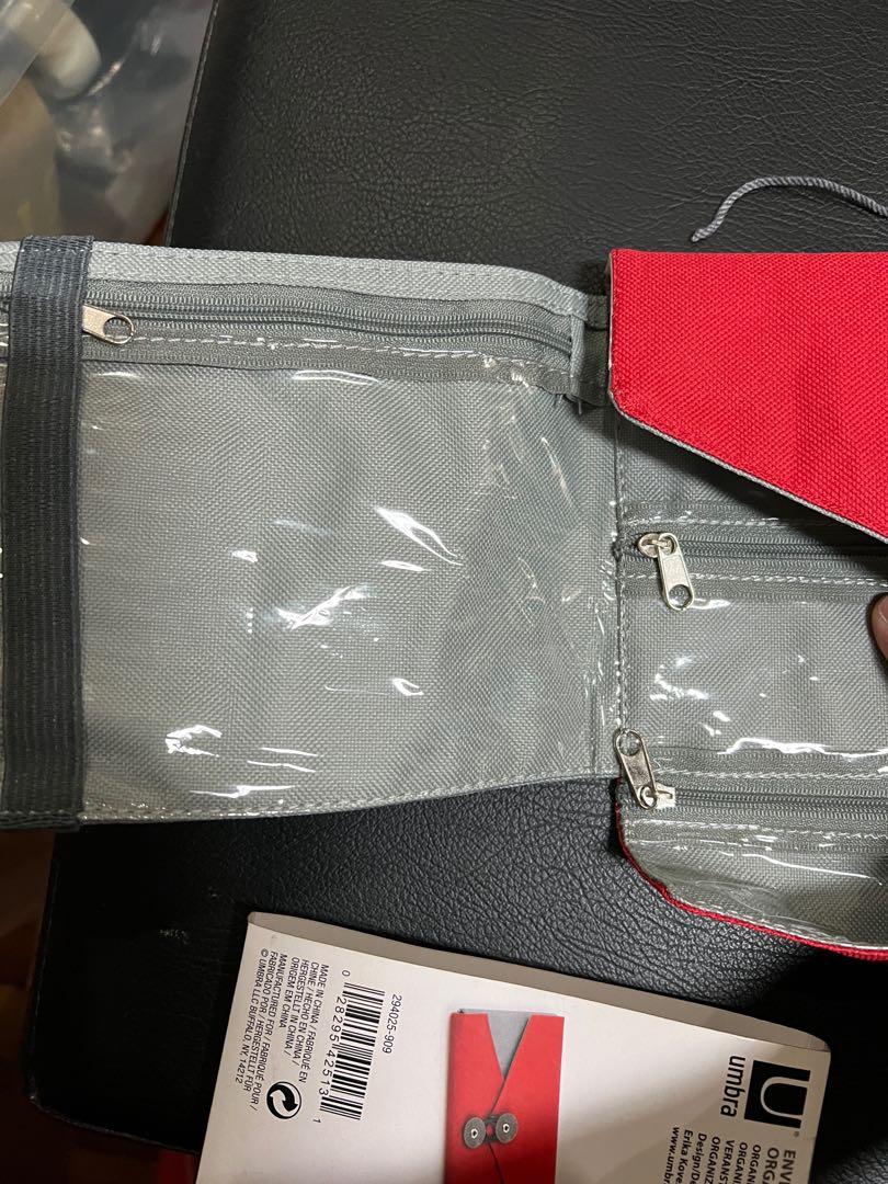 Umbra Envelope Travel Jewelry Organizer, Charcoal/Red, Women's Fashion