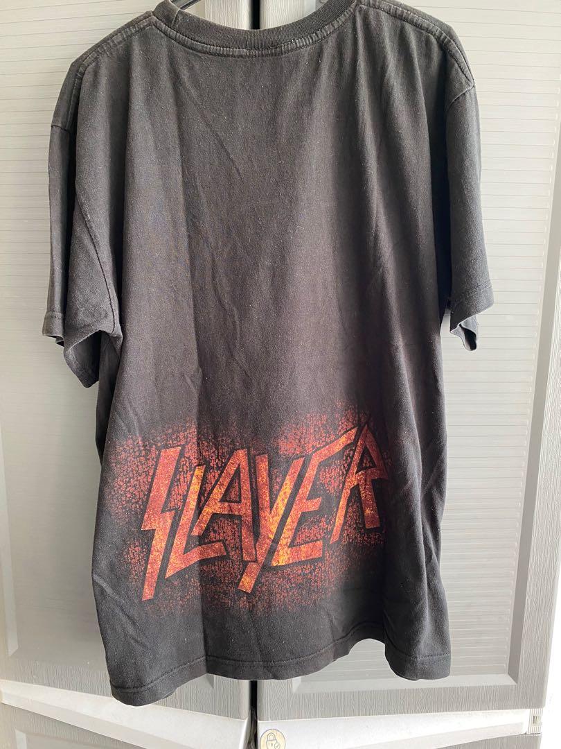 SLAYER Skull Pattern Band T-Shirt, Men's Medium unclear Charcoal Vintage Second Hand