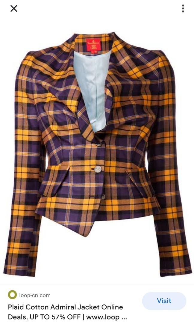 Buy online Plaid Cotton Admiral Jacket - FREE SHIPPING worldwide